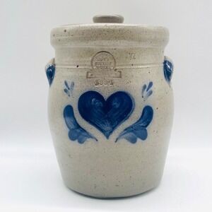 1994 Rowe Pottery Works Cannister Crock w/ lid‎ 8"